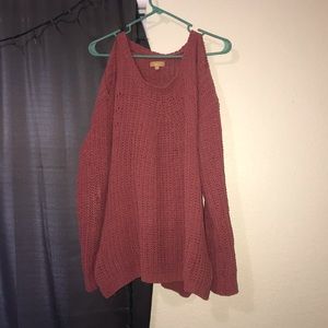PINK COLD SHOULDER SWEATER